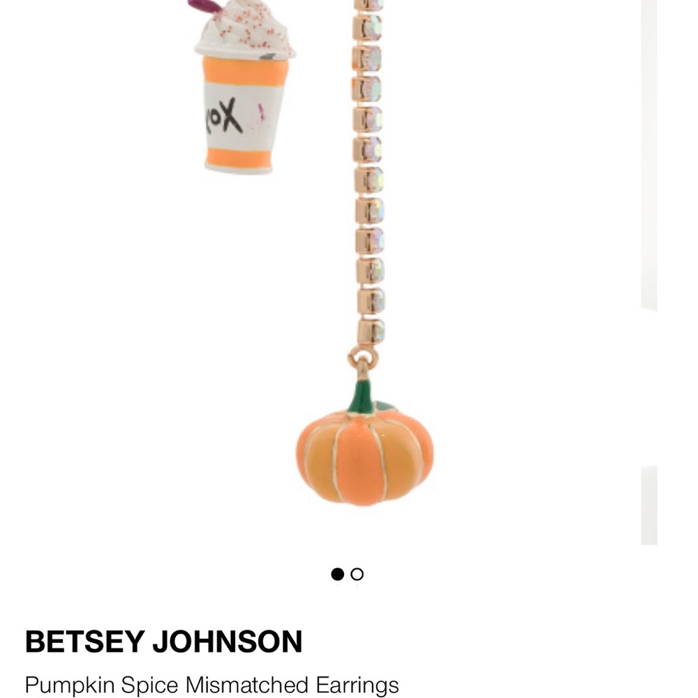 Betsey Johnson Orange and White Pumpkin Earrings - Picture 1 of 1